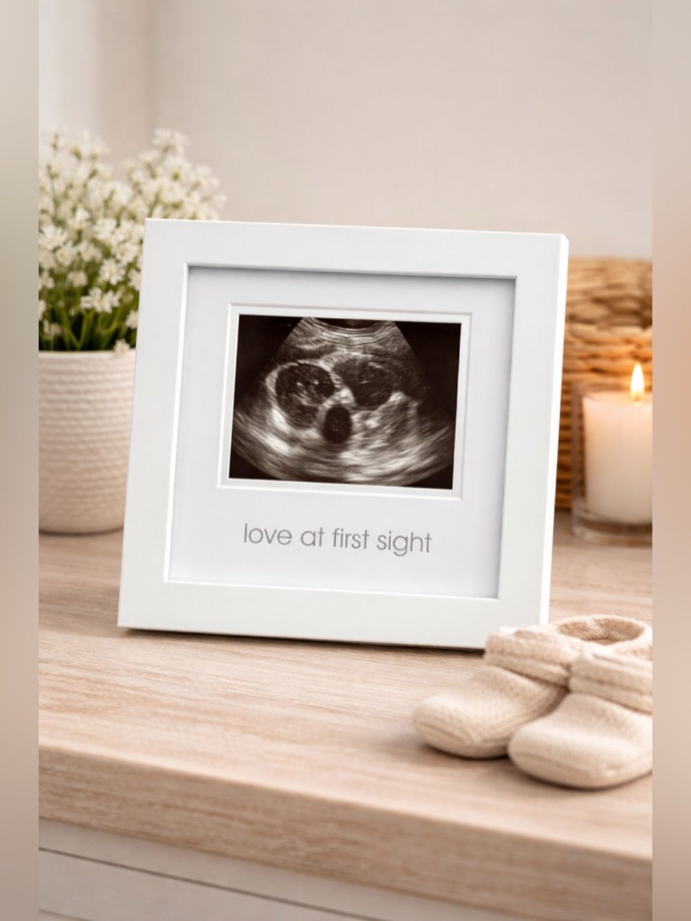 love at first sight white square picture frame